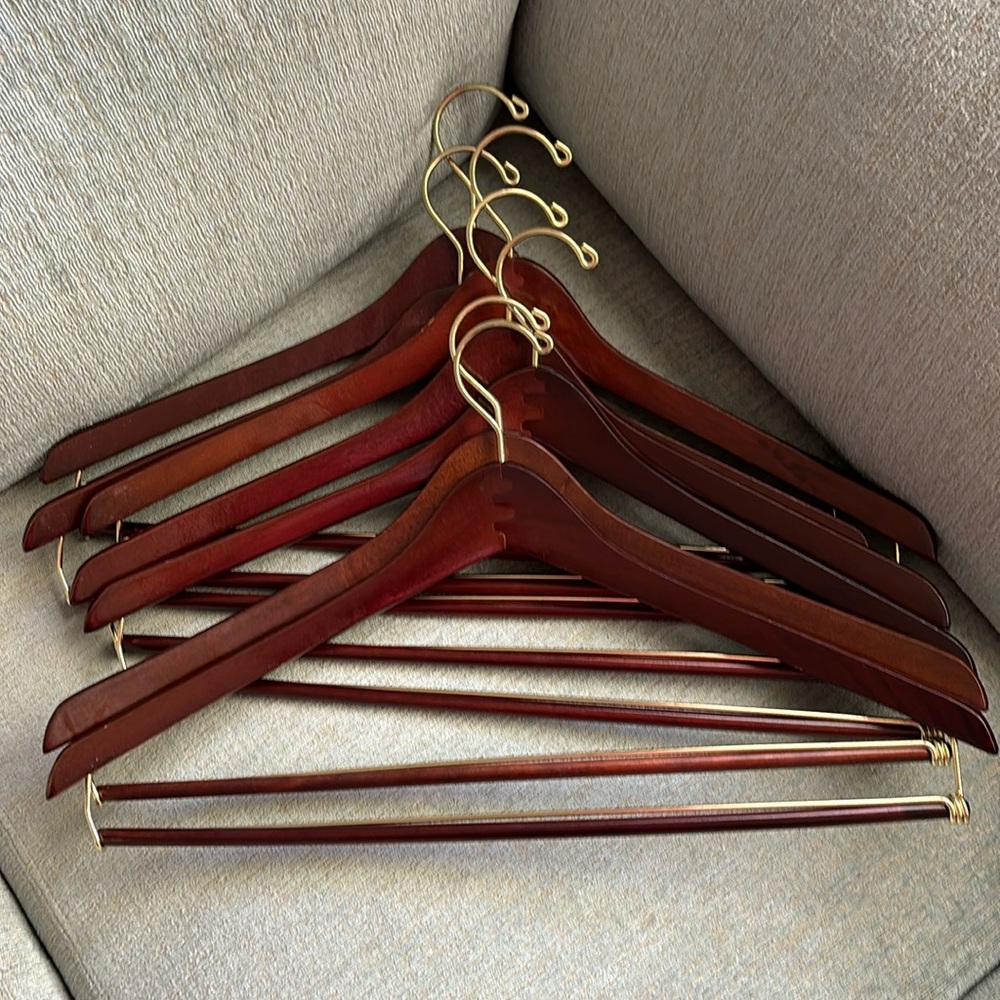Wood suit hangers. 7 total.